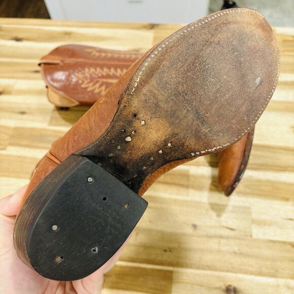 Tony Lama Vintage Brown Leather Cowboy Western Boots Tall Size 11 D Style 6327 - Picture 9 of 12